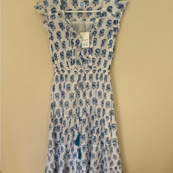 NWT- mer st. barth Giselle Preppy Ruffled Maxi Dress in Gypsea All Over Print - Picture 2 of 8